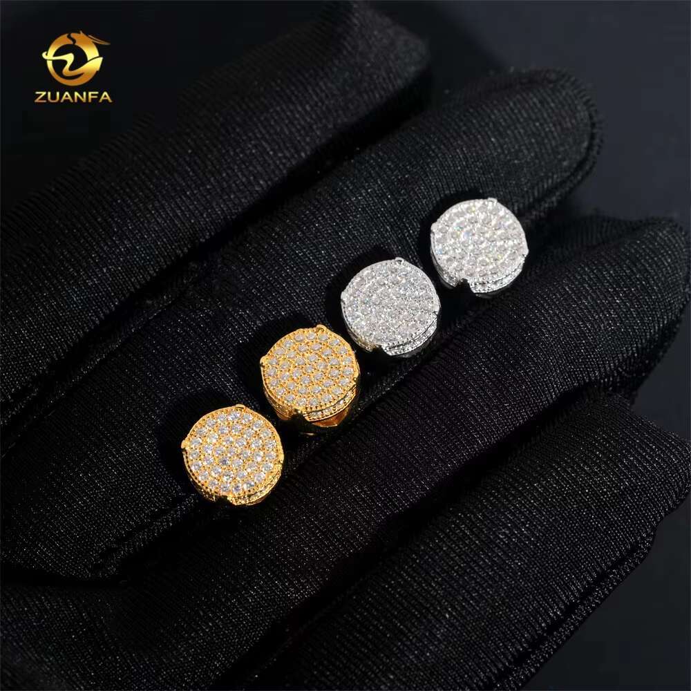 Ready to Ship Top Quality Moissanite Diamond Hip Hop Mens 925 Silver Stud Earrings