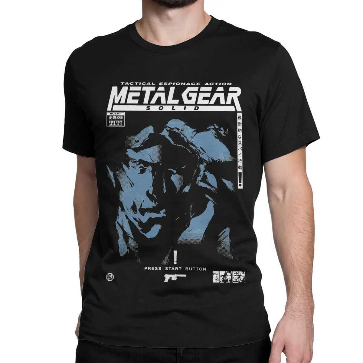 Mens MGS1 Solid Snake Game T-shirt Metal Equipment Cotton Top Fun Short Sleeve O-neck T-shirt Classic T-shirtXJ250409