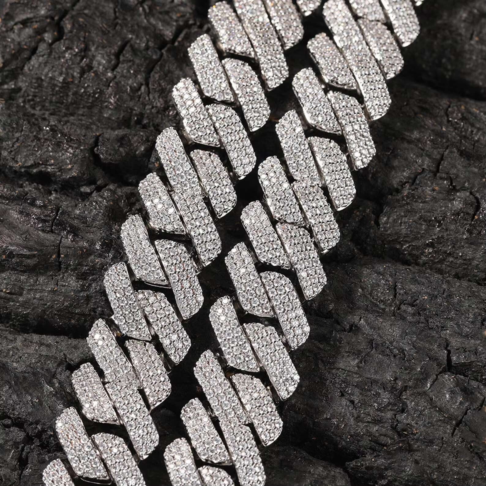 Moissanite Diamond Cuban Chain in 925 sterling silver designed for a bold and luxurious look shine that enhances your style