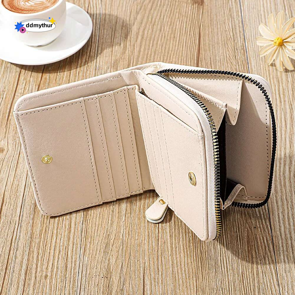 Women Coin Purse Simple PU Leather Wallet Zipper Solid Color Bifold Design Daily Men Card Holder Accessories ddmythur