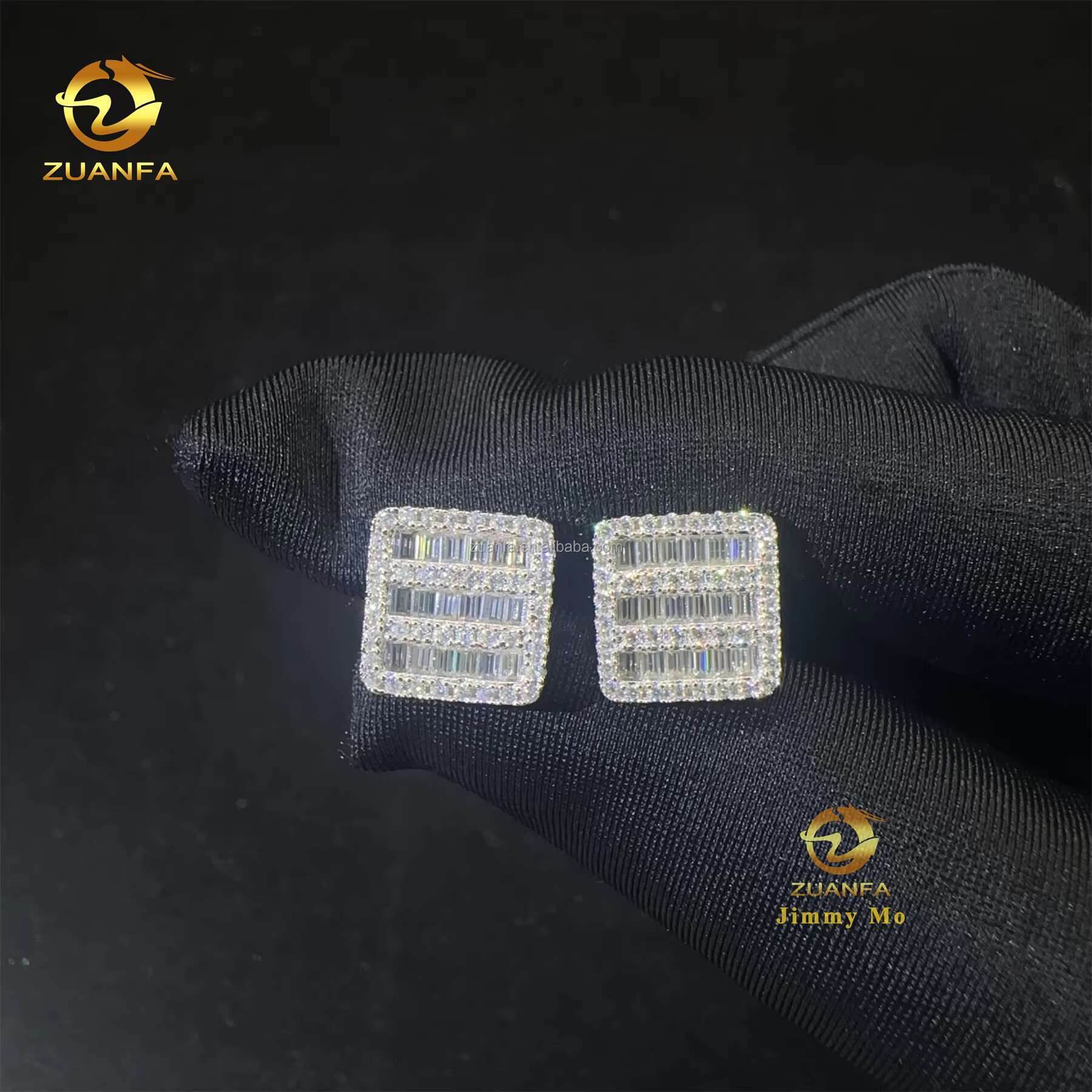 Popular Style Luxury Rapper Style Iced Out Hip Hop Man Stud Earrings Moissanite Diamond Screw Back Stud Earring 925 Silver
