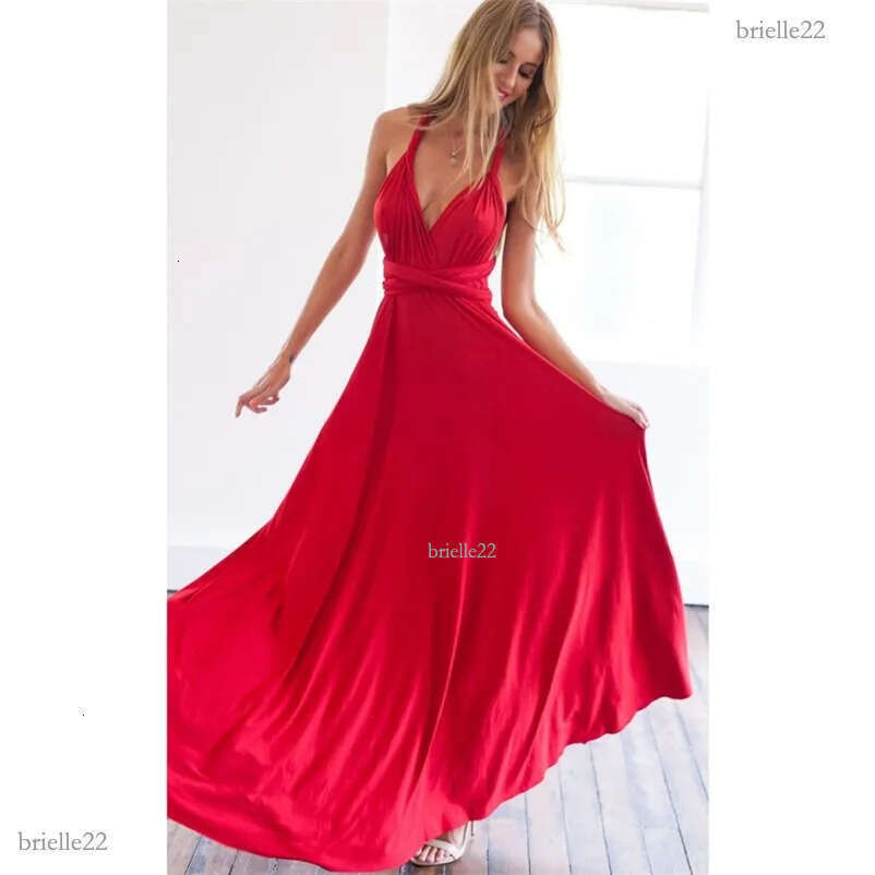 Long Bridesmaid Robes, Convertible Maxi Dress - Elegant Red Multiway Wrap Dress for Parties, Boho Style Long Dress, and Special Occasions