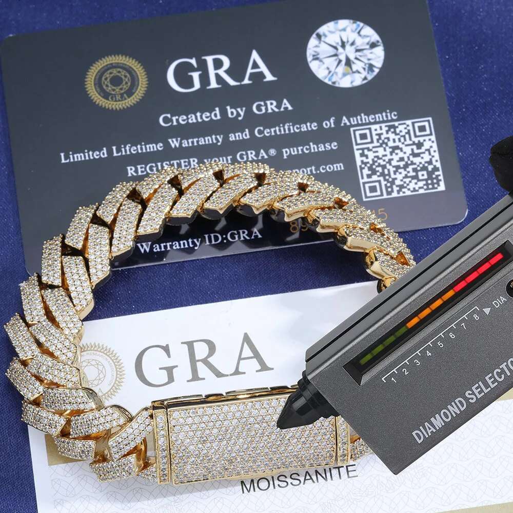 16mm Hip Hop Style 925 Silver VVS Pass Test Diamond Necklace 18k Gold Plated D Color Moissanite Iced Out Cuban Chain