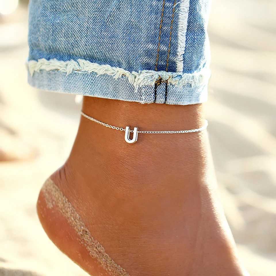 SUNIBI Initials DIY Anklet Stainless Steel Jewelry Name Customized Anklet English Alphabet Birthday Gift for Men and Women Z250408
