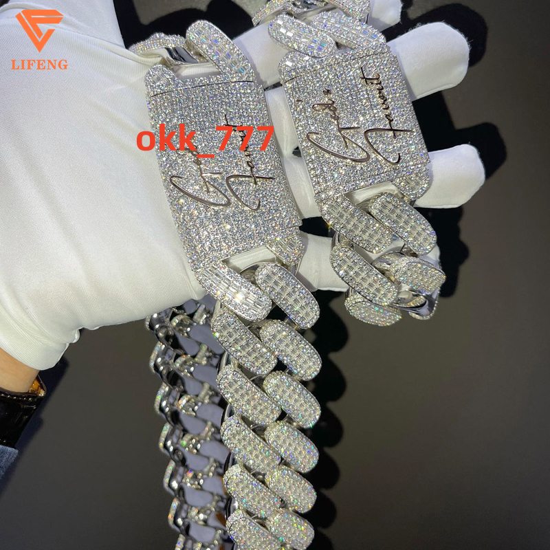 Custom VVS Moissanite Iced Out Chain for Men Heavy 925 Solid Silver Gold Plated Diamond Rapper Necklace Cuban Link Chain