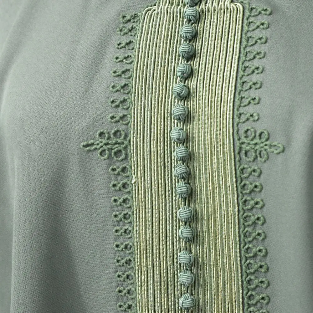 Caftan Marocain Womens Islamic Robe Muslim Women Arab y Loose Hoodie Jilbab Green Dress Turkiye Abaya Dubai 250409