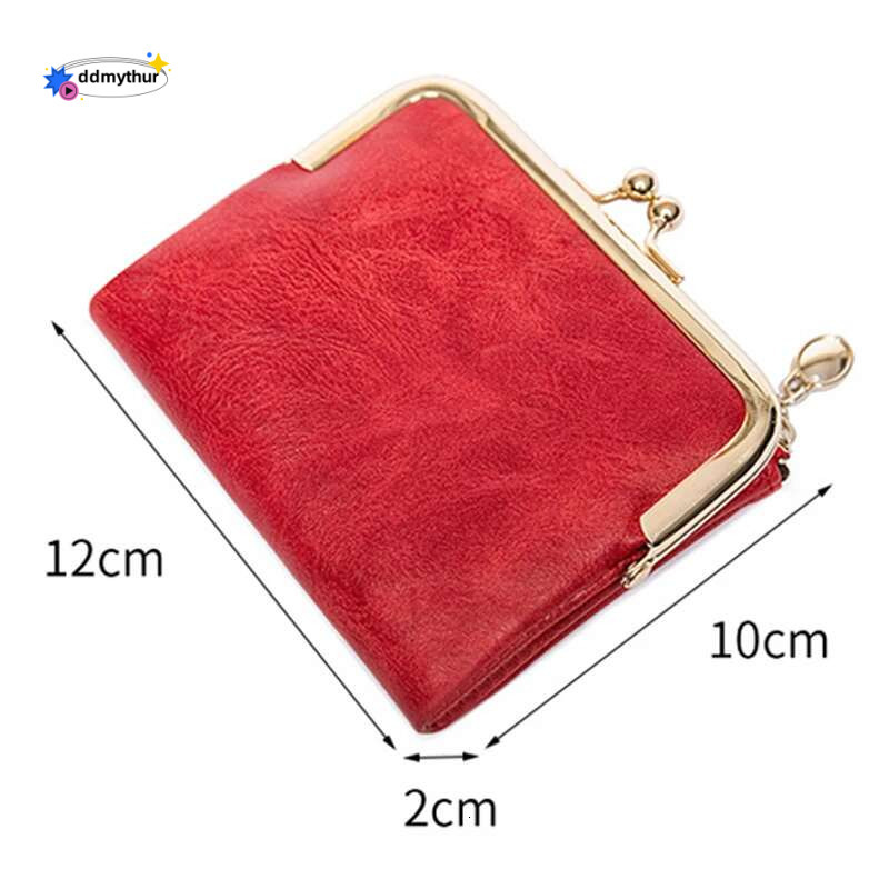 Portable Large Capacity Money Bag Ladies Foldable PU Leather Wallets Retro Hasp Short Purses For Women Fashion Card Holders ddmythur