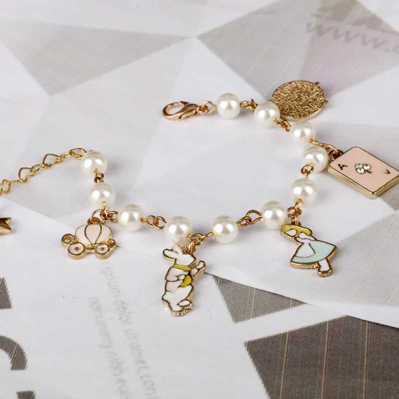 MQCHUN Al In Wonderland Wen Charm Crystal Pendants Bracelets Bangle a Bracelet Wristband Pearls Link Chain Bangles -25C250408