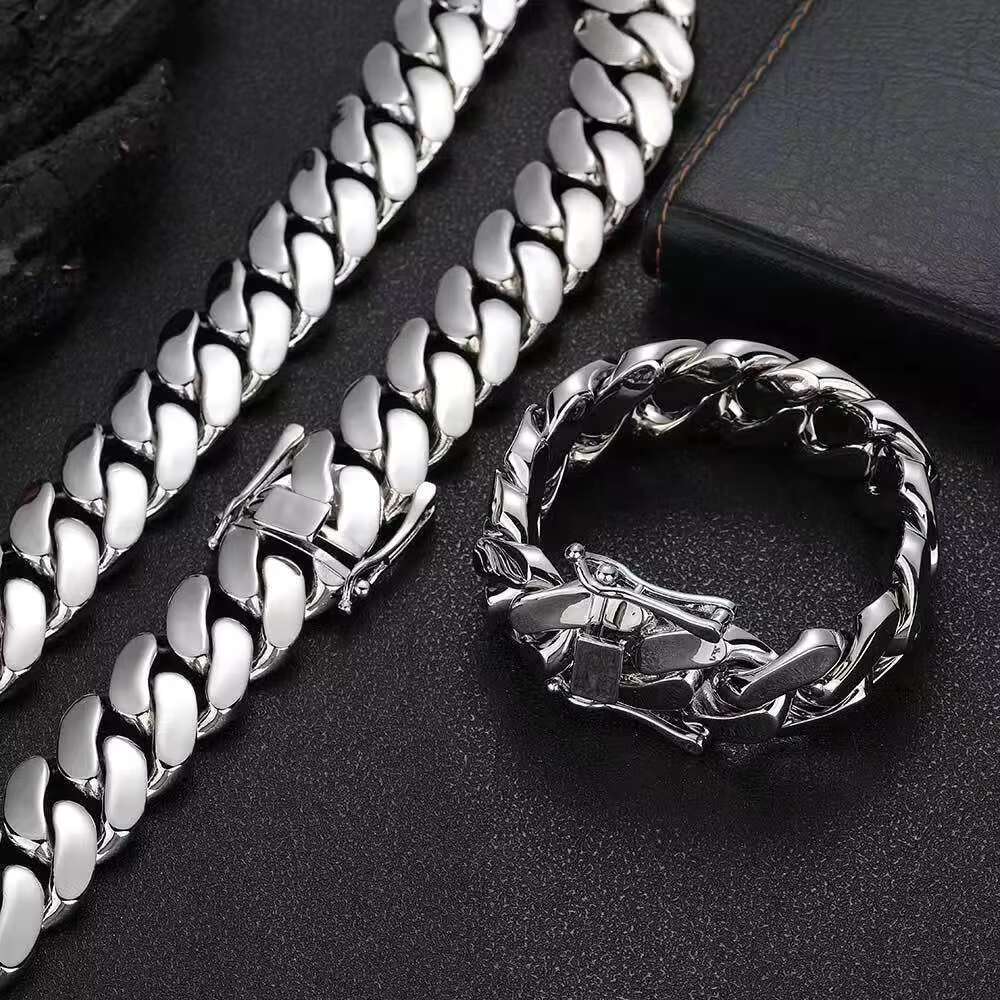 Cadenas Cubana Wholesale Hip Hop Jewelry Luxury 14K 18K 24K Gold Plated Choker Solid Miami Cuban Link Chain Necklace for Men