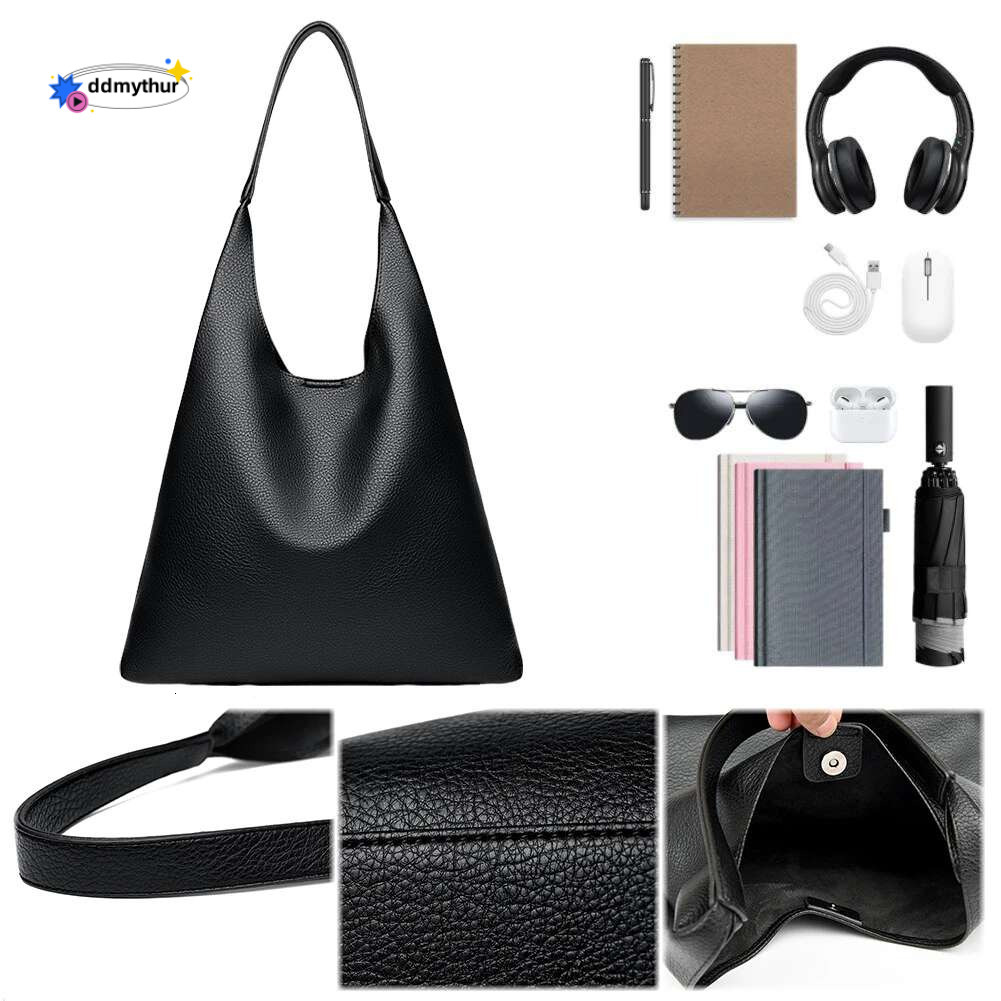 Shoulder Women PU Leather Adjustable Strap Crossbody Solid Underarm Bag Slouchy for Travel Commuting ddmythur