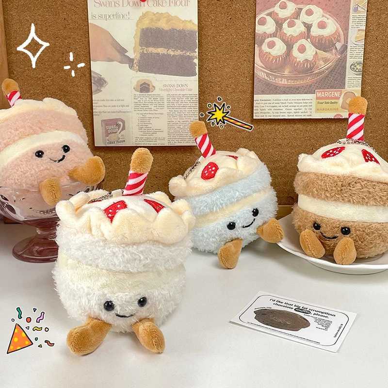 Cartoon birthday cake plush pendant toy simulation birthday cake keychain creative fun backpack decoration birthday giftXJ250409