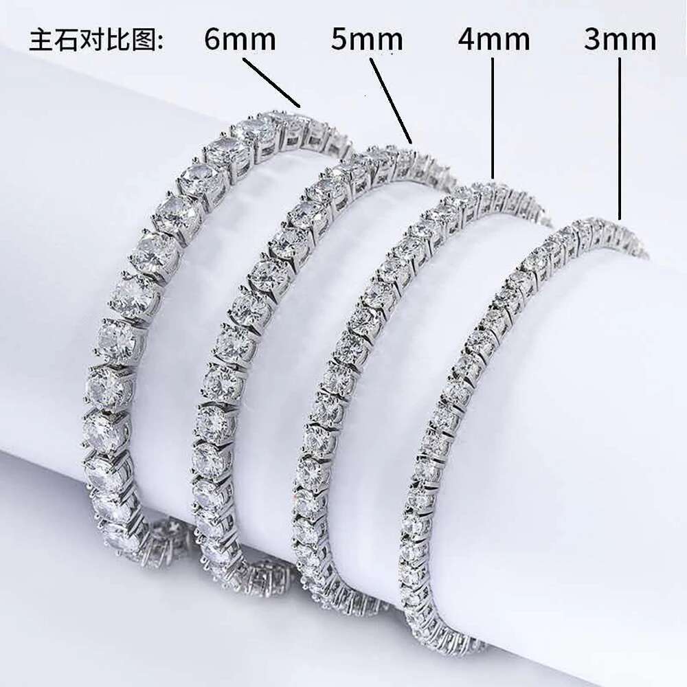 Hip Hop Jewelry Brass Setting CZ Tennis Chain Necklace Gold/Silver Color Iced Out AAAAA Cubic Zirconia Chain