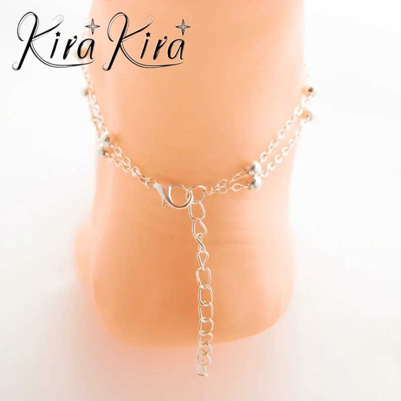 Womens Alloy Anklet With 8-shaped Double-layer Pearls Z250408