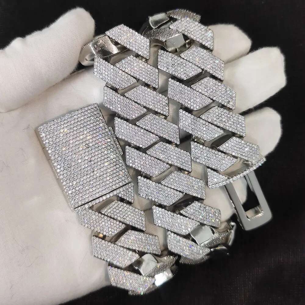 Hip Hop Jewelry 25mm 6 Rows Cuban Chain Necklace Gold Plated Iced Out Cz Prong Necklace Thick Cuban Link Chain For Men Gift