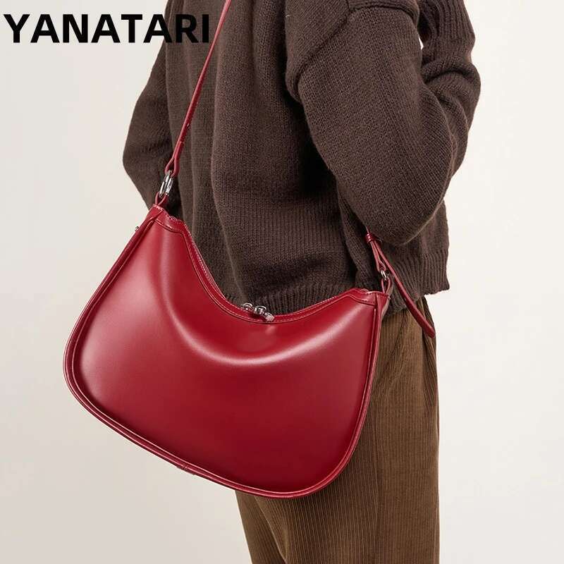 YANATARI Genuine Leather Handbags Women Vintage Shoulder Bag Bags Womens High Quality 2025 Crossbody Bags Female
