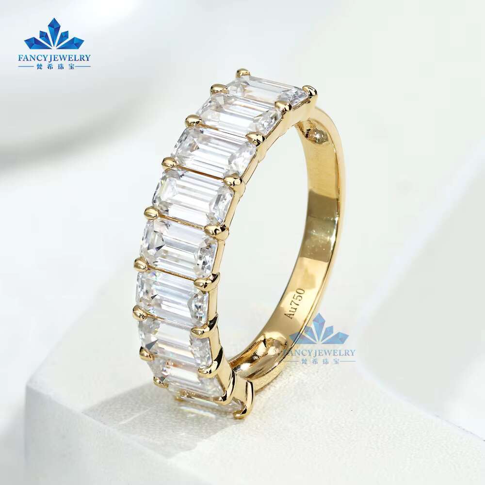 New Arrivals 18K Solid Gold Moissanite Solitaire Diamond Ring 5CT Long Cushion 4CT Emerald Shape Jewelry Engagement Rings