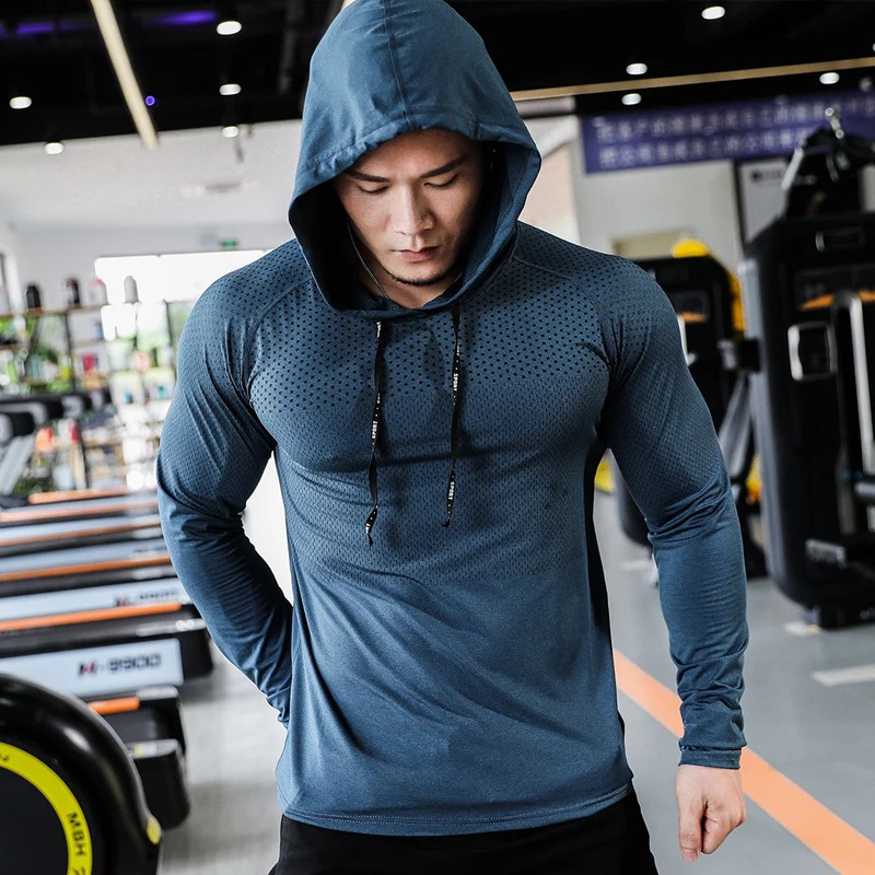Mens fitness tracksuit running hoodie gym jogging outdoor sweatshirt top muscle training 250409