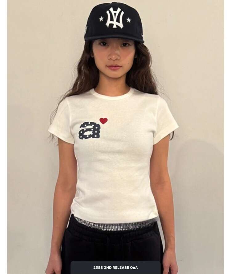 Korean Sweet Cute Polka Dot Letter Slim Fit Short Sleeved T-shirt Summer New Simple Spice Girl Streetwear Grunge Y2k Top