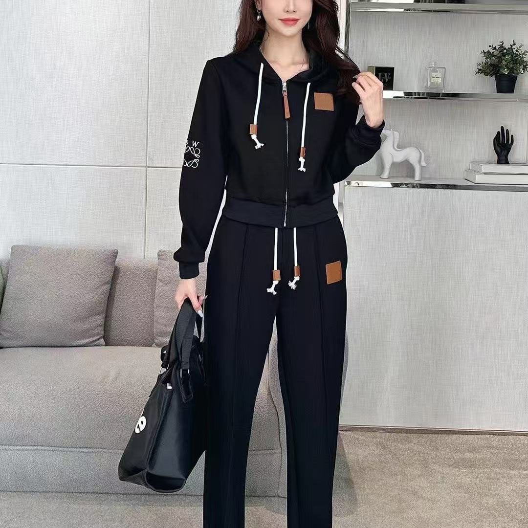 Women's Tracksuits Women's Two Piece Pants 2 Set Autumn Women Crop Top Shirt Wide Leg Pant Fashion Solid Simple Leisure Time Party Suit