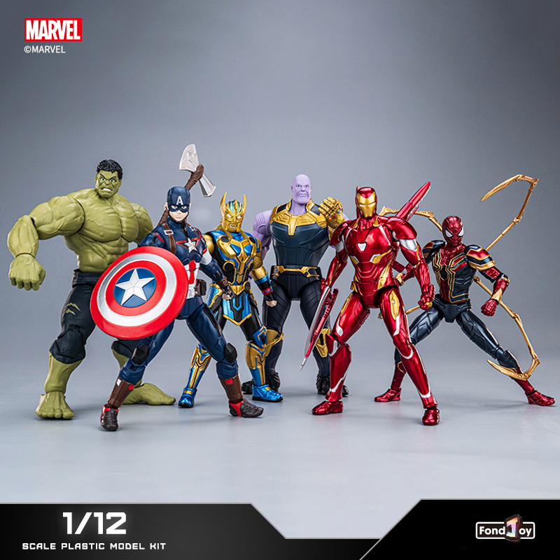 Fondjoy Marvel Avengers Iron Man MK50 Spider-Man Captain America Action Figure Set 1/12 Scale Collectible Toys Bulk Wholesale Superhero Gift for Kids 