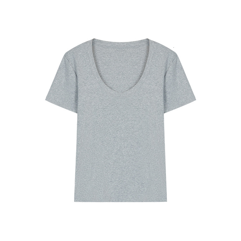 2025S Designer Women S T Shirt Solid Color Simple U Neck T Shirt For Women Summer New Korean Version Slim Fit Versatile Short Sleeved Student Top Ins 