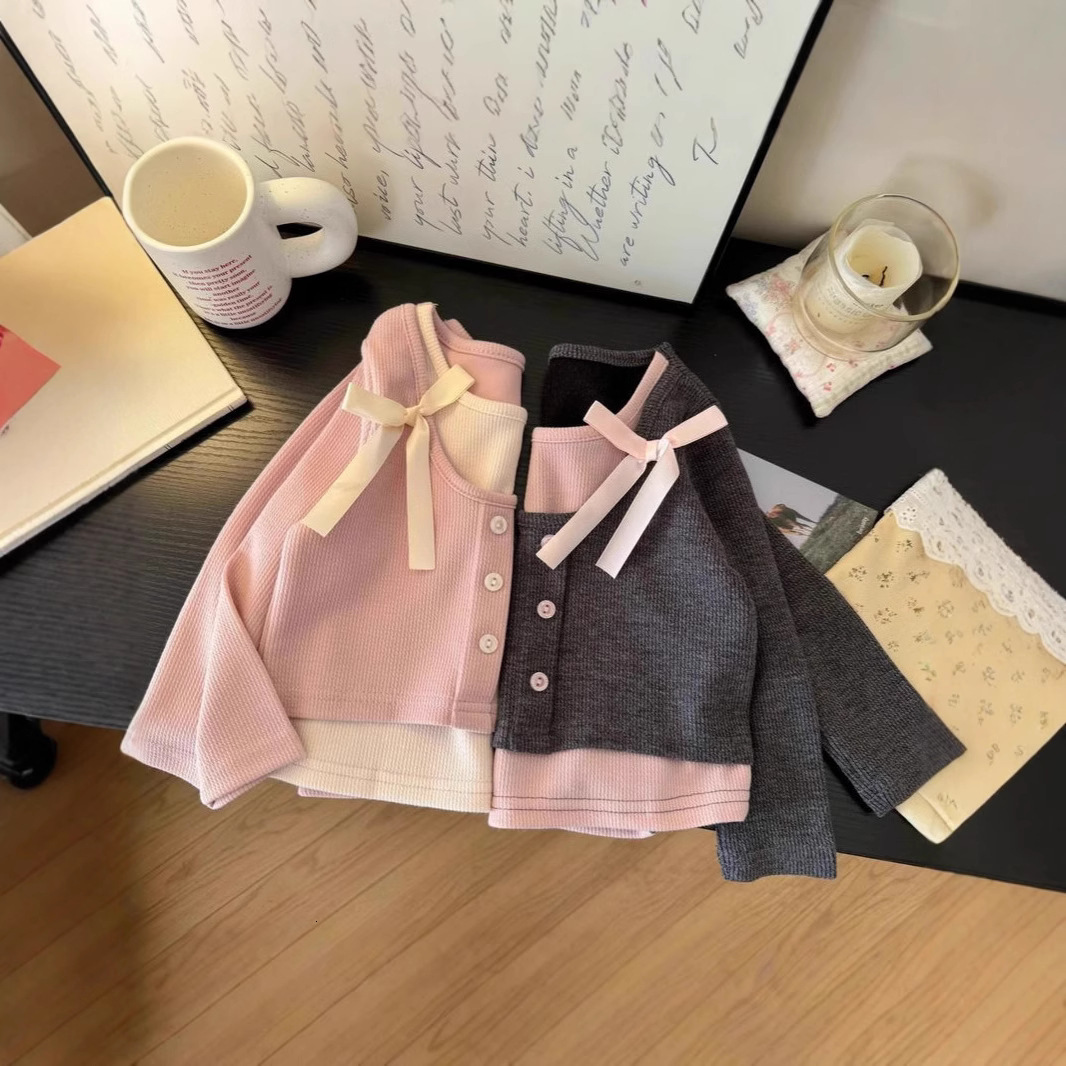 Ddmyshoesvip Sweet And Versatile Fake Two Piece T Shirt Top For Girls Spring New Korean Version Children S Fashionable Western Style Base Shirt