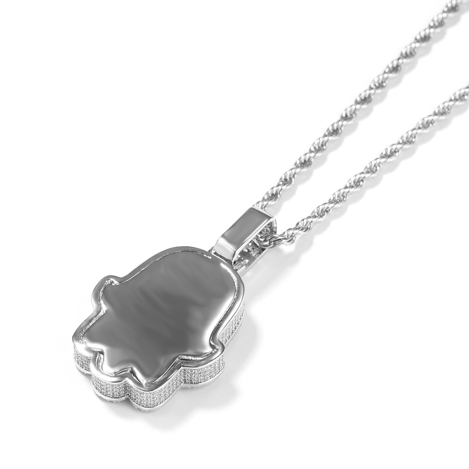 Hip Hop Eye Hand Pendant Necklace 5A Zircon 18k Gold Plated Men Women Jewelry