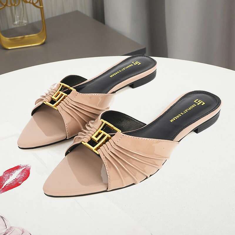 2025 Tendecy For Women Designer Slippers Slides Elegant Ladies Casual Party Sandals Quality Shoes Larger Size 44