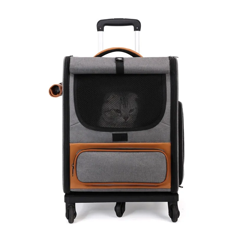 Gardner Pet Cat Wheels Litter Box, Rolling Soft Carrier with Breathable Mesh Windows and Locking Zippers for Long Distance Car Travel Free shipping