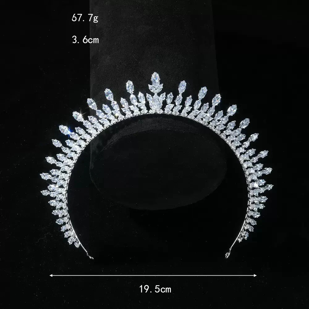 Big Large Zirconia Tiaras and Crowns Zircon Diadem Brides Princess Queen Headbands Wedding Accessories Bridal Hair Jewelry 251107