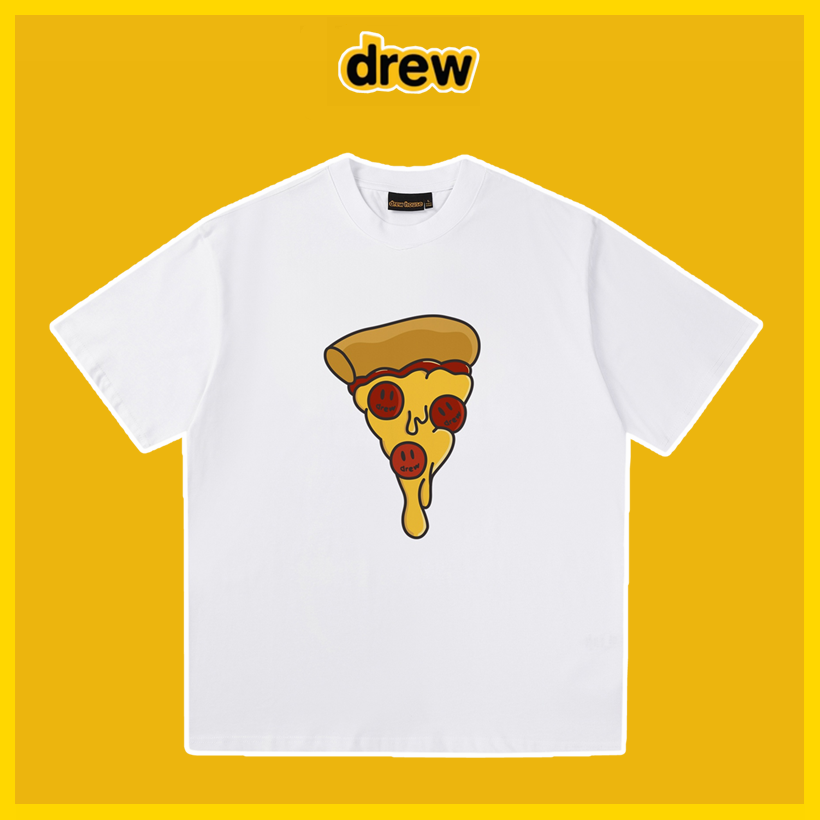 Drew House Drew smiling face letter print men and women couple loose pure cotton short-sleeve T-shirts white