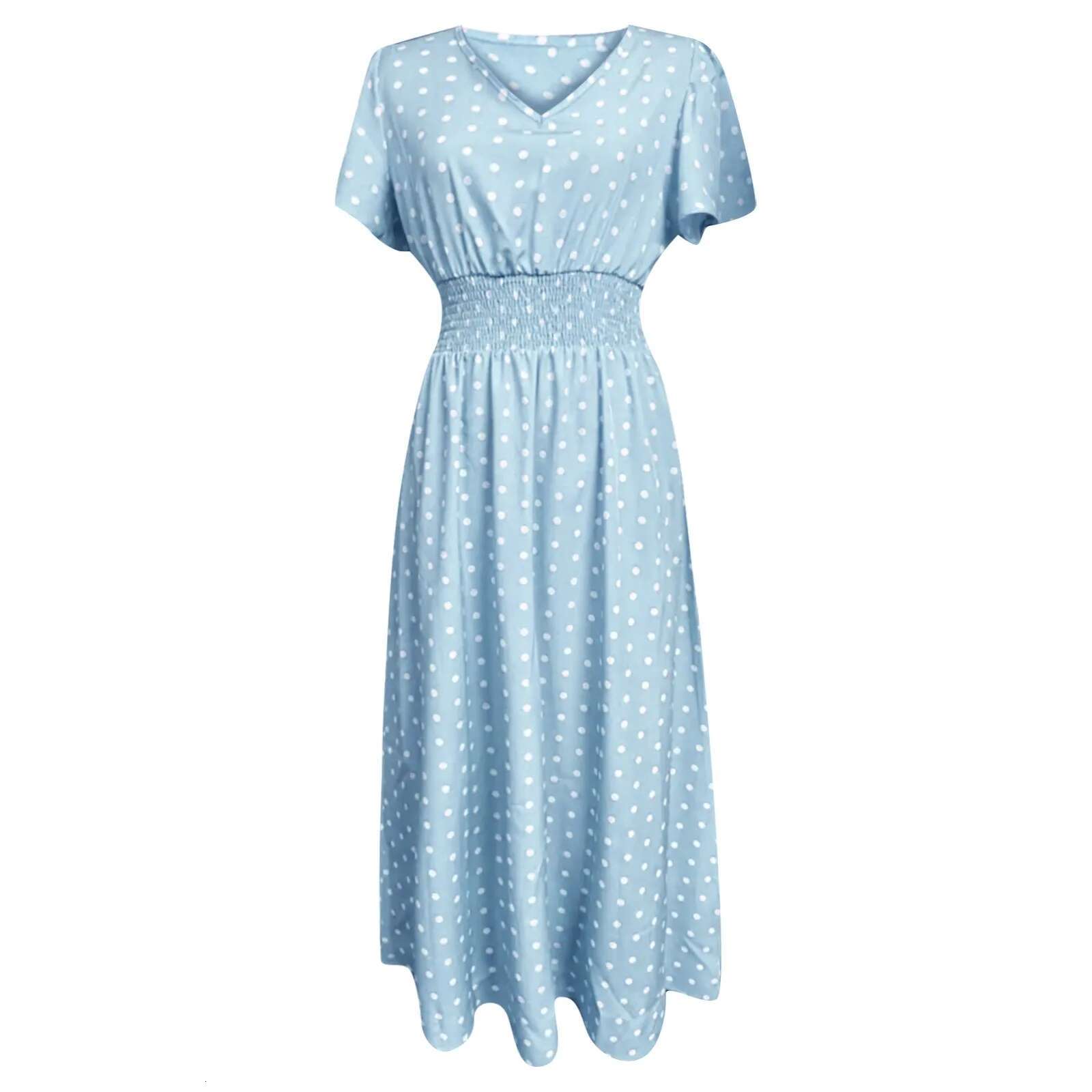 Dongdumaoyi Vintage Polka Dot Print Midi Dress For Women Sexy V Neck Rockabilly Party Summer Elegant Lady A Line Dresses