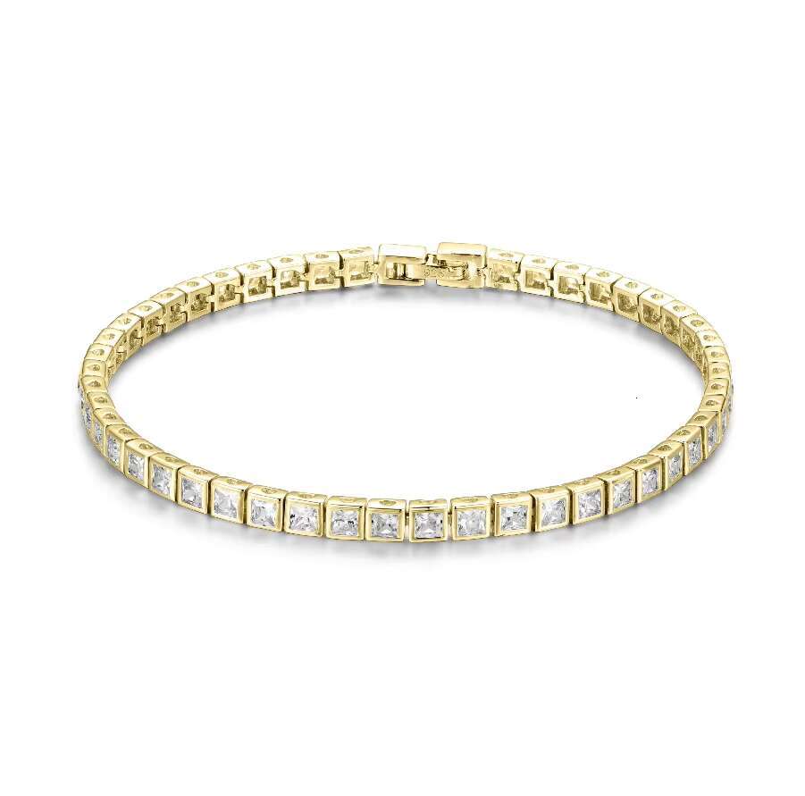 High End Fashion Moissanite Jewelry Fine Chain Zircon S925 Sterling Silver 18k Gold Plated VVS Moissanite Tennis Chain Bracelet