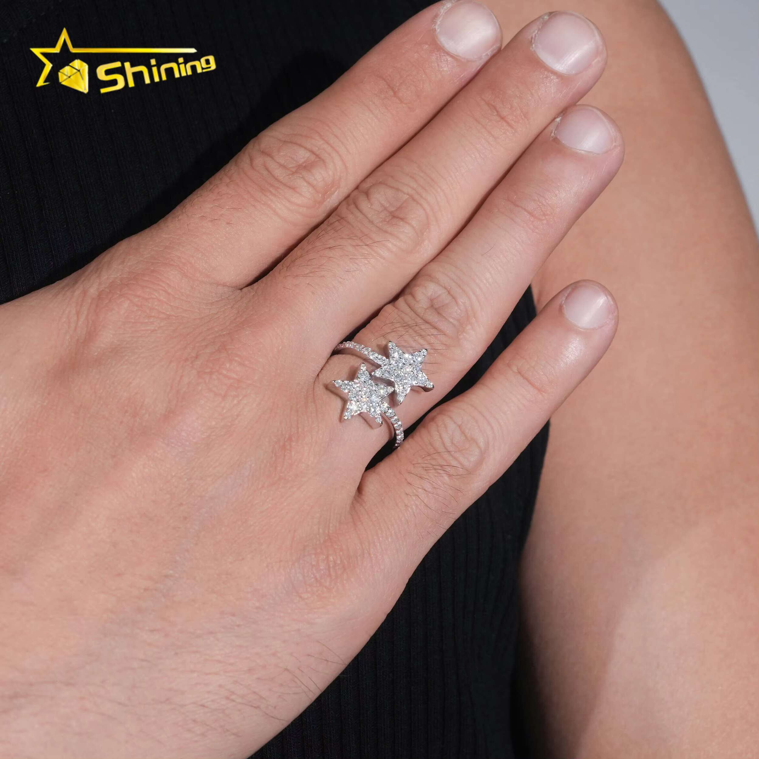 Wedding Jewelry Luxury Women Wedding Ring Pass Diamond Tester 925 Sterling Silver Round Brilliant Cut Moissanite Engagement Ring