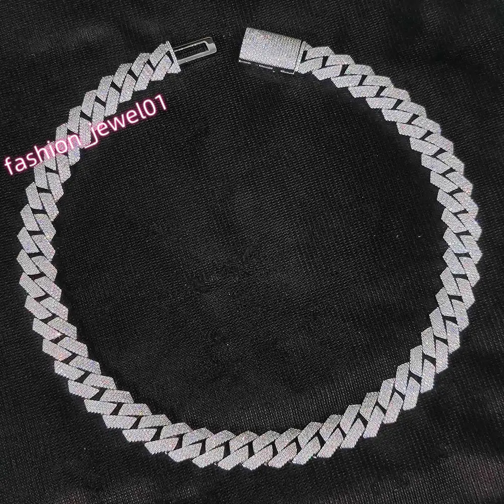 Hip Hop Jewelry 15mm 4 Rows Cuban Chain Necklace White Gold Plated Iced Out Cz Prong Necklace Diamond Cuban Link Chain For Men