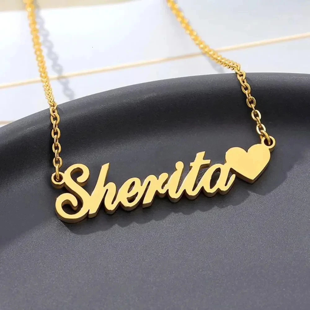 Custom Name Necklace Personalized Golden Choker for Women Man Stainless Steel Necklaces Customized Fashion Jewelry Couple Gift 250409