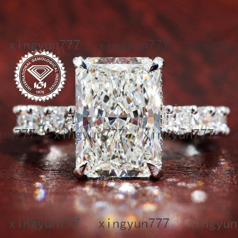 Gia Igi Certified CVD HPHT Lab Grown Diamond 14K/18K Solid Gold Radiant Cut Engagement Ring with Hidden Halo for Women