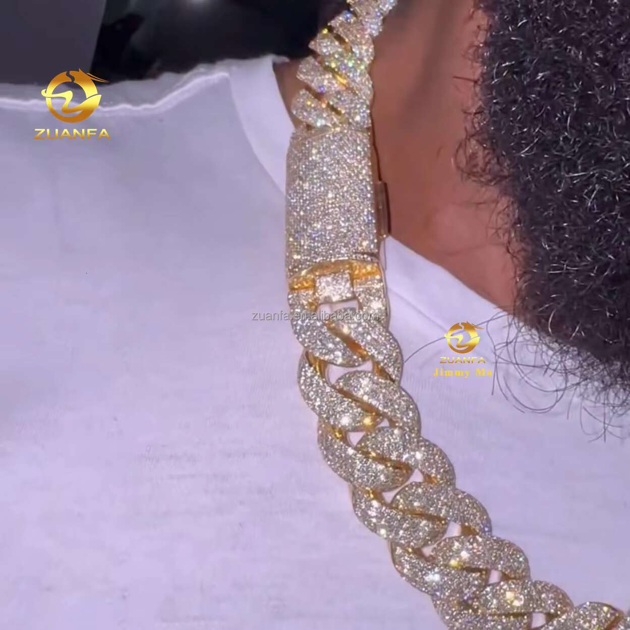 Custom Made Luxury Heavy 925 Solid Silver 18mm Big Guy Rapper Jewelry Iced Out Hip Hop Moissanite Miami Cuban Link Chain