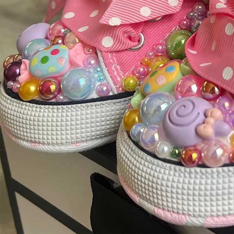 Random Candy Step 1 Canvas Baby Shoes Soft soled Sneakers Girls Birthday Party Handmade Flash Shoes X250409