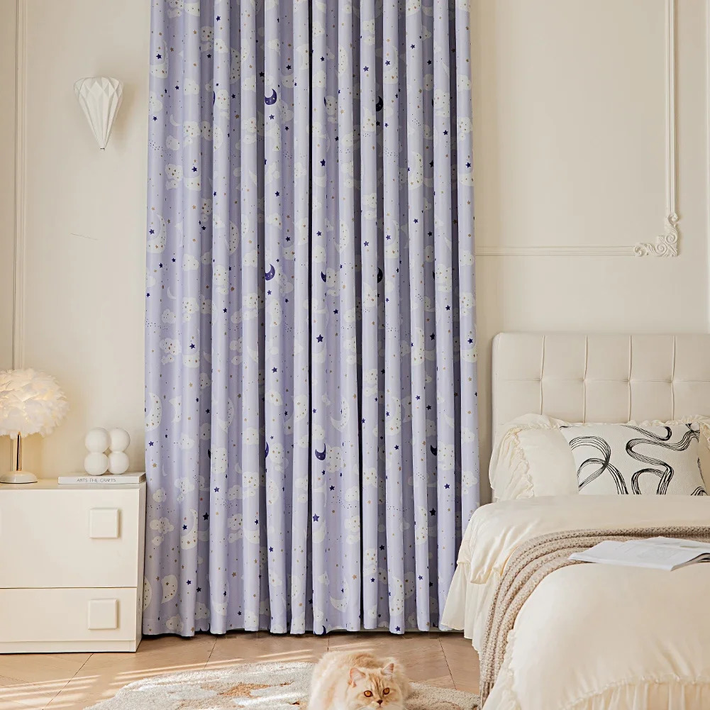 LOZUJOJU Cute Style Cartoon Printing Curtains Power Outage Thick Window Sunshade for Living Room Study Balcony 1PC 250409