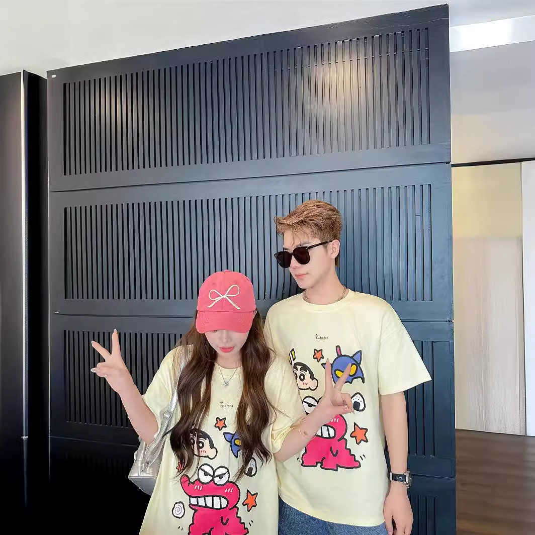 2025 New Parent Child Summer T-shirt Mother Daughter Cartoon Short Sleeve T-shirt Baby Crawler Clothing Family of Four Fashion S2548
