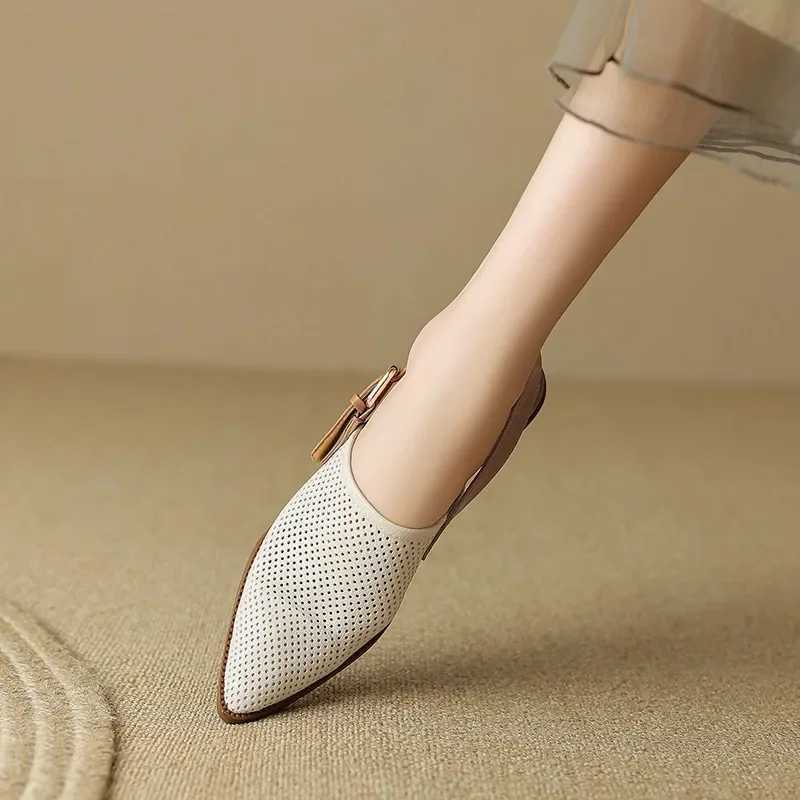 New Arrival Knitted mesh breathable hollow womens sandals new fashion Pointed thick high-heeled sandals womens sandals T250409