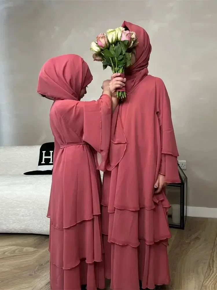 Summer humble Kaftan headscarf womens clothing open chiffon Khimar kimono Abaya Dubai y Muslim suit Islamic Ka Damen 250409