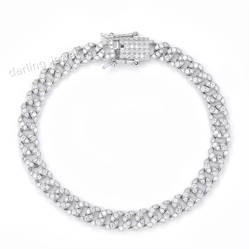 Mens Womens 925 Sterling Silver 18K Gold Plated Bracelet Bangle Moissanite Charm Jewelry Diamond Cuban Fashion Chain Gift