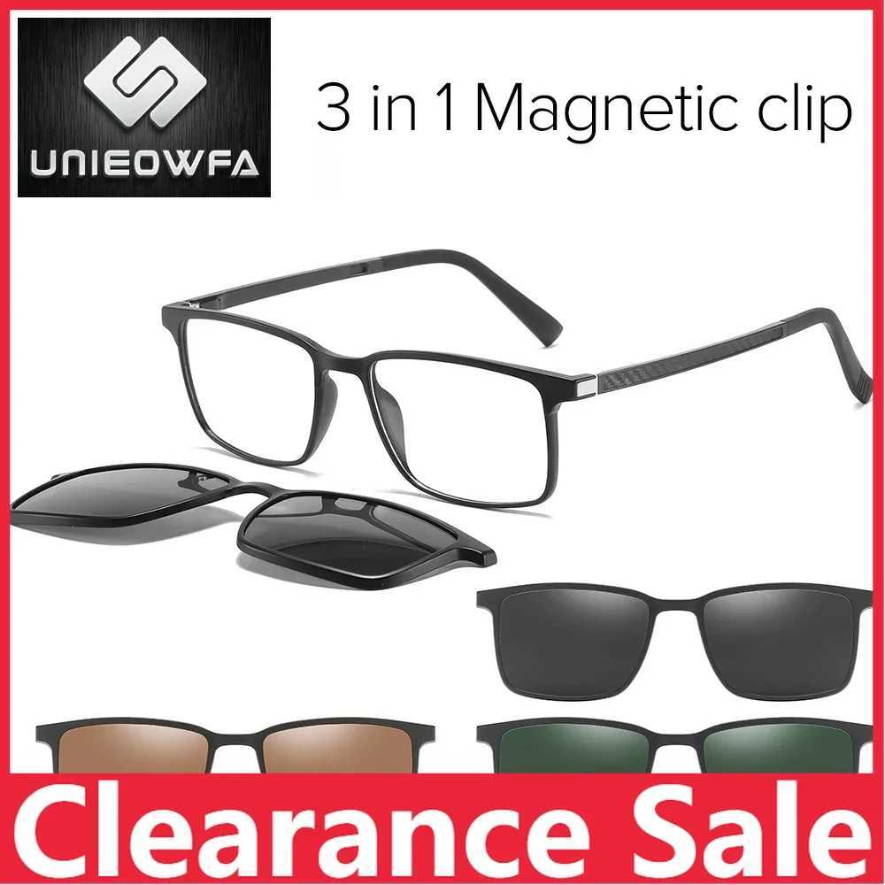 2 in 1 Magnet Clip on Sunglasses Men Polarized UV400 Prescription Sun Glasses For Men Driving Optical Myopia Glasses Rectangle Z250408