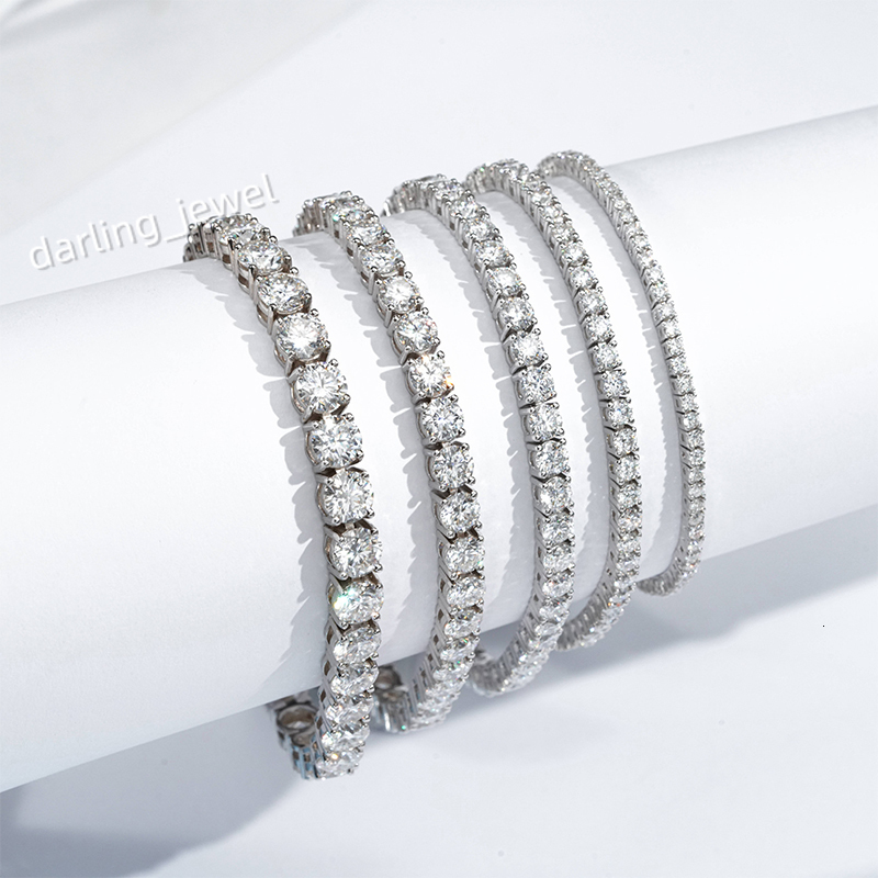 Hiphop Women Bracelet Jewelry 2mm 3mm 4mm 5mm 6mm Round Cut S925 Silver Moissanite Tennis Bracelet