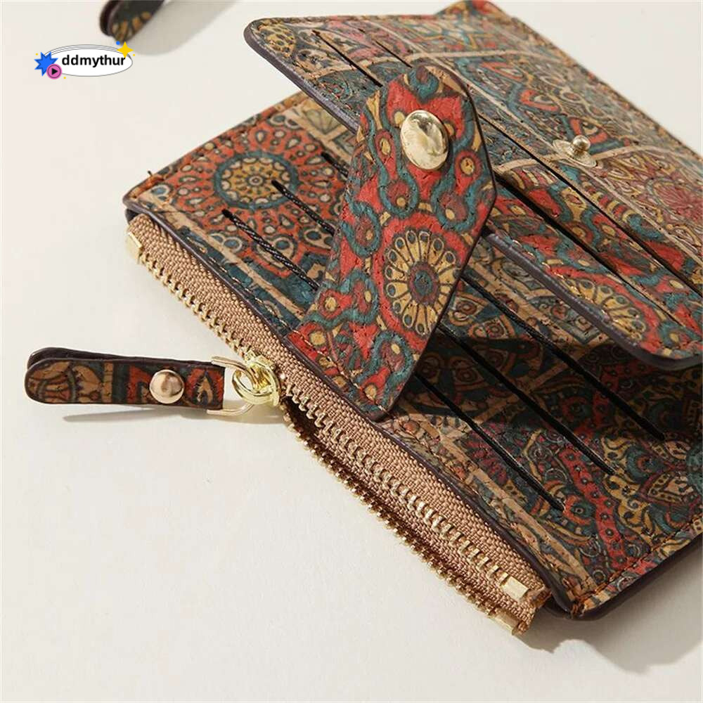 Vintage Cork Holder Men Women Multi-Slot Card Case Ultra Thin Zipper Large Capacity Coin Purse Pocket Small Wallet ddmythur