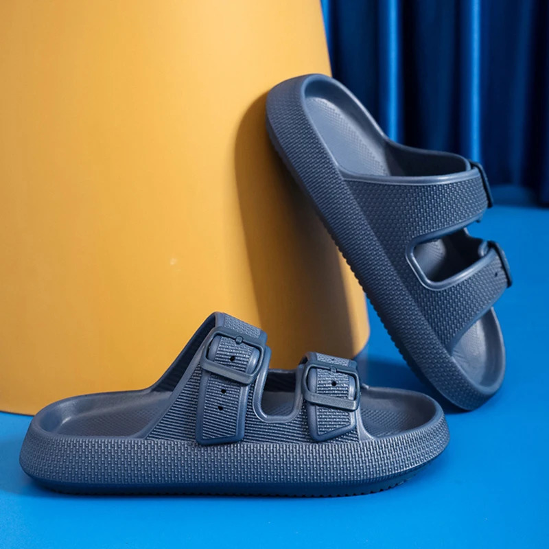 Soft Sole Home Slippers Men Summer Adjustable Buckle Non-Slip Beach Flip Flops Man Comfortable Thick Bottom Platform Sandals 250407