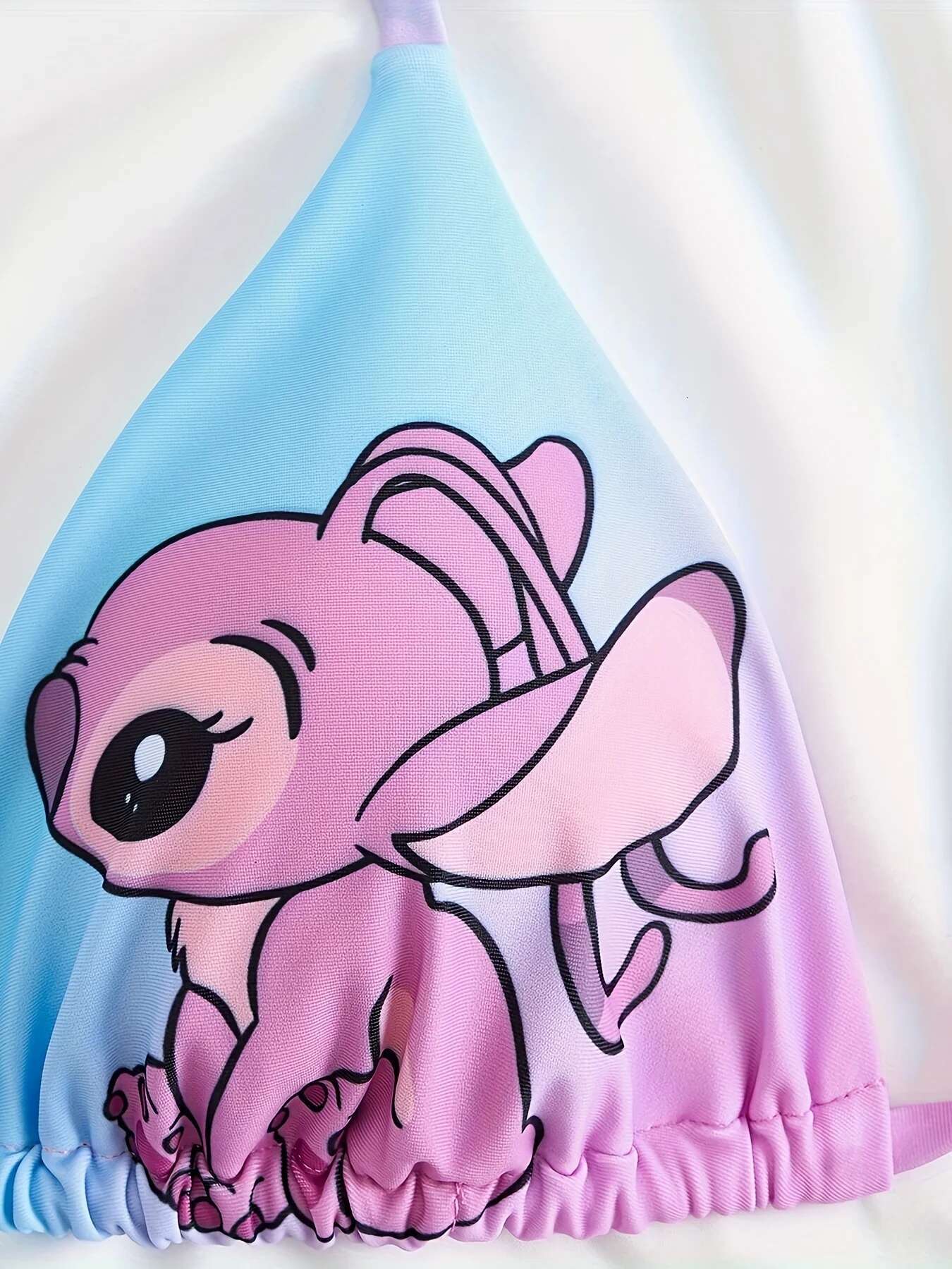 2 pcs/a set Cute Cartoon Gir Bikini Small Breast Gathers Beach Vacation Style