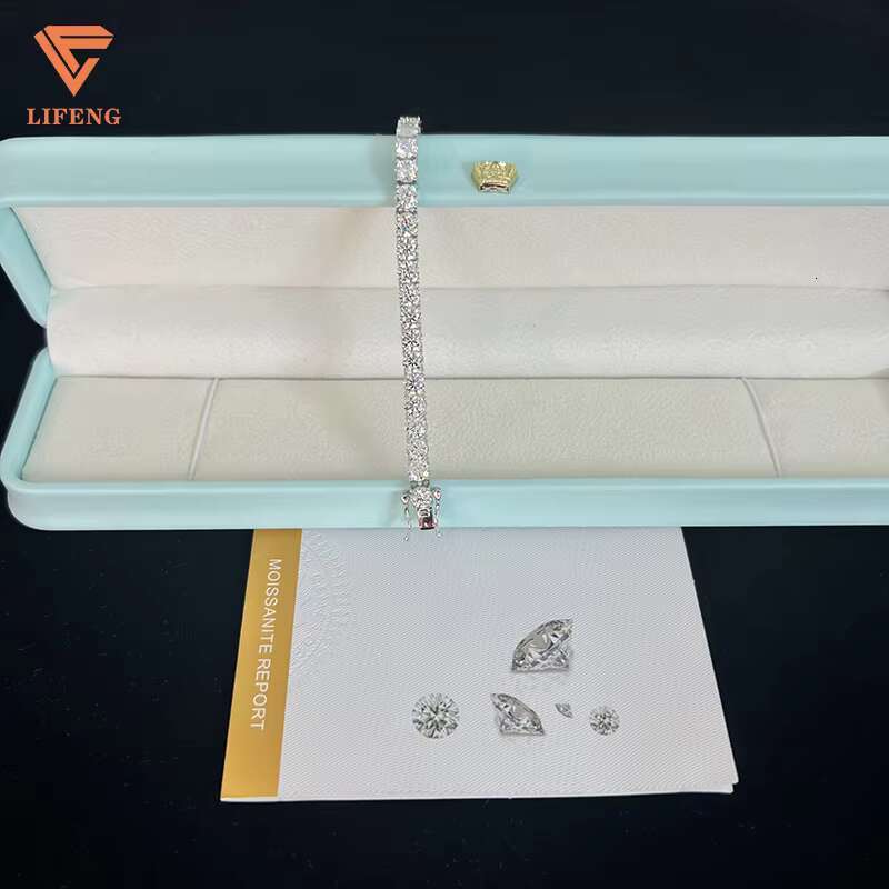 Fashion Jewelry Bracelets White Gold Plating 925 Sterling Silver Moissanite Tennis Bracelet Hip-hop Trend Party Bracelet for Men